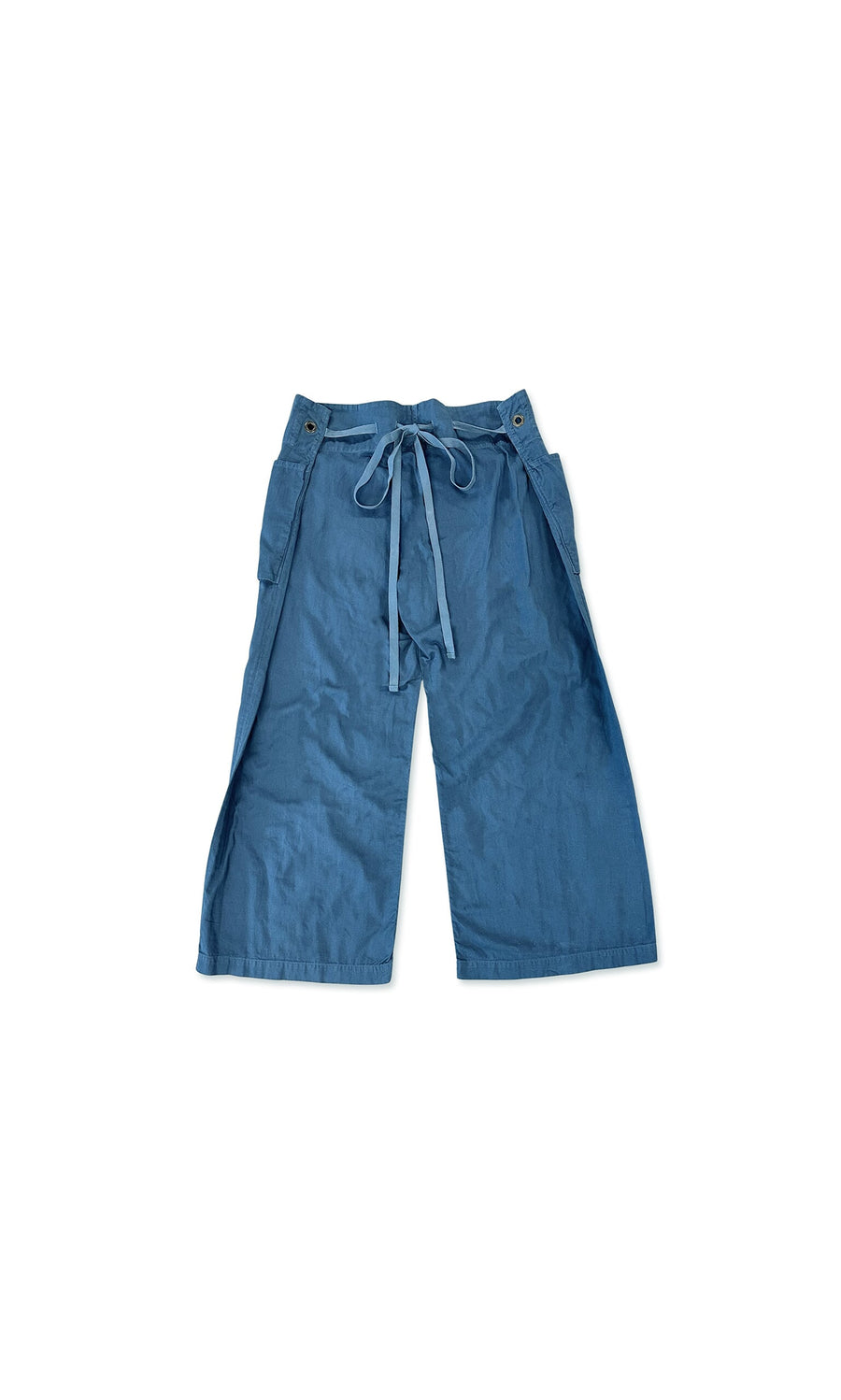 Plümo- Raku Japanese Gardening Pants: wide-leg cotton with tie belt, front pockets, and button details—stylish and practical.