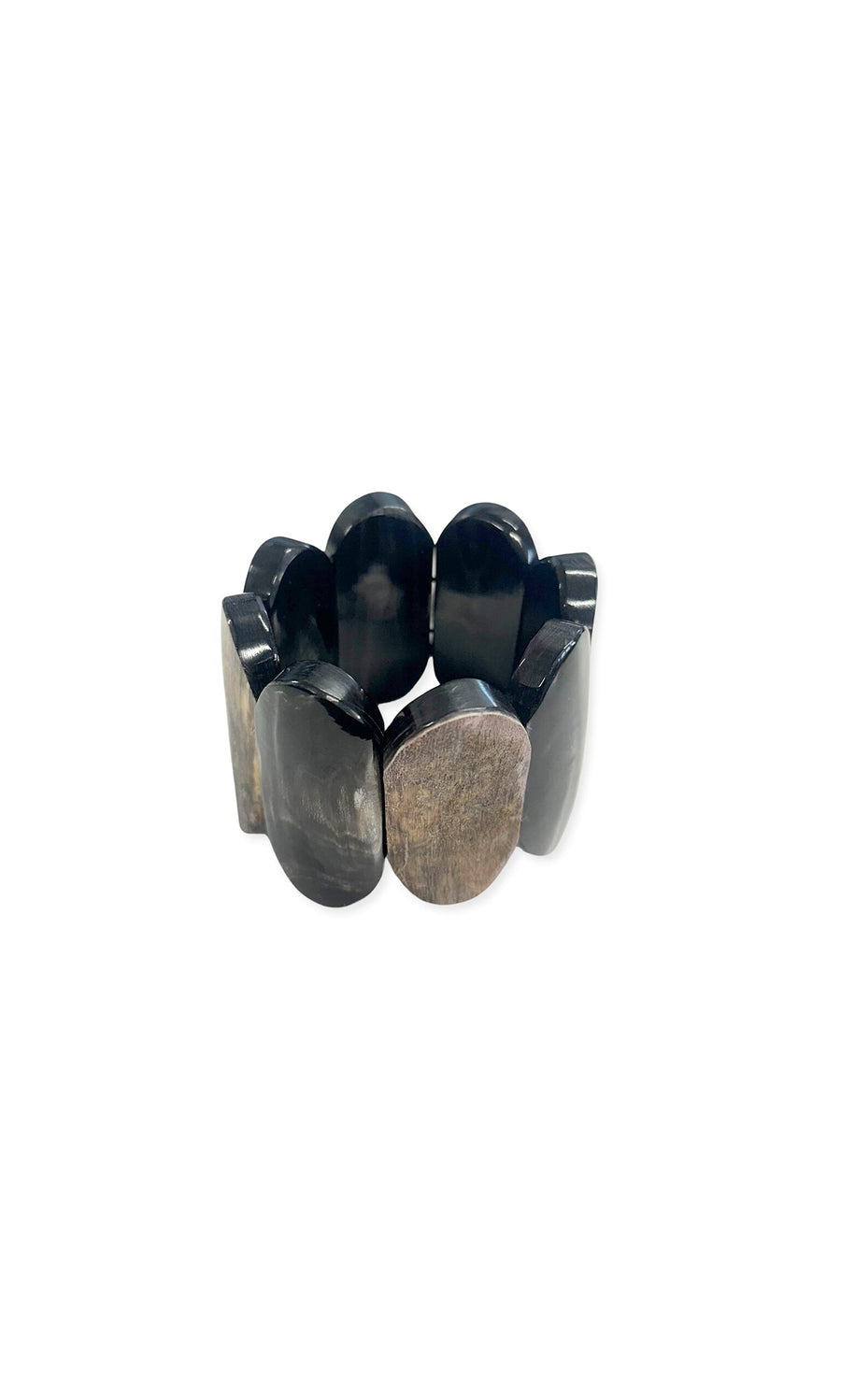 Plümo- The Kovi Bracelet features chunky black and brown oval horn beads, blending African craftsmanship with bold modern design.