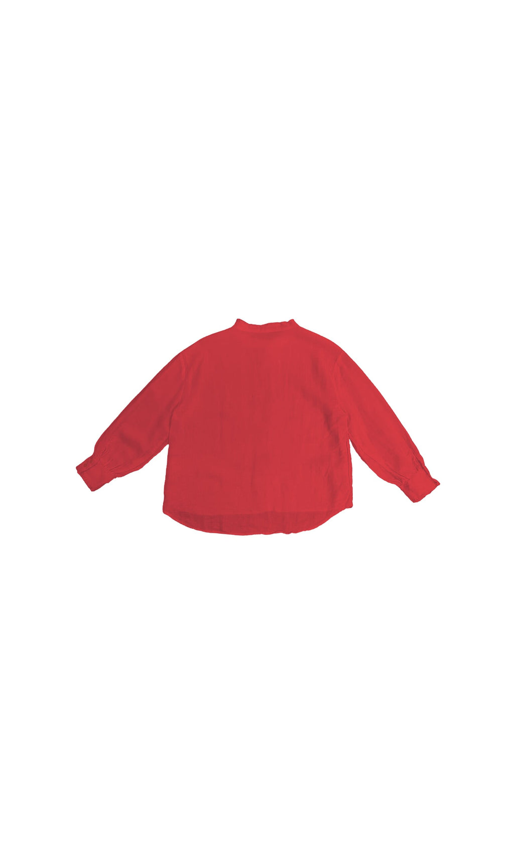 Plümo- Aera Blouse - Red shown flat from the back, collar and buttoned cuffs, on a white background.
