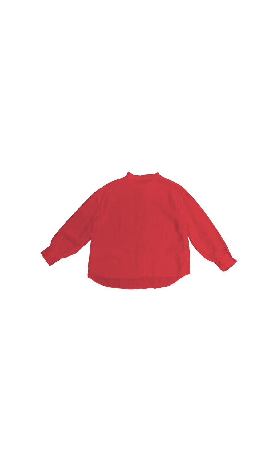 Plümo- Aera Blouse - Red shown flat from the back, collar and buttoned cuffs, on a white background.