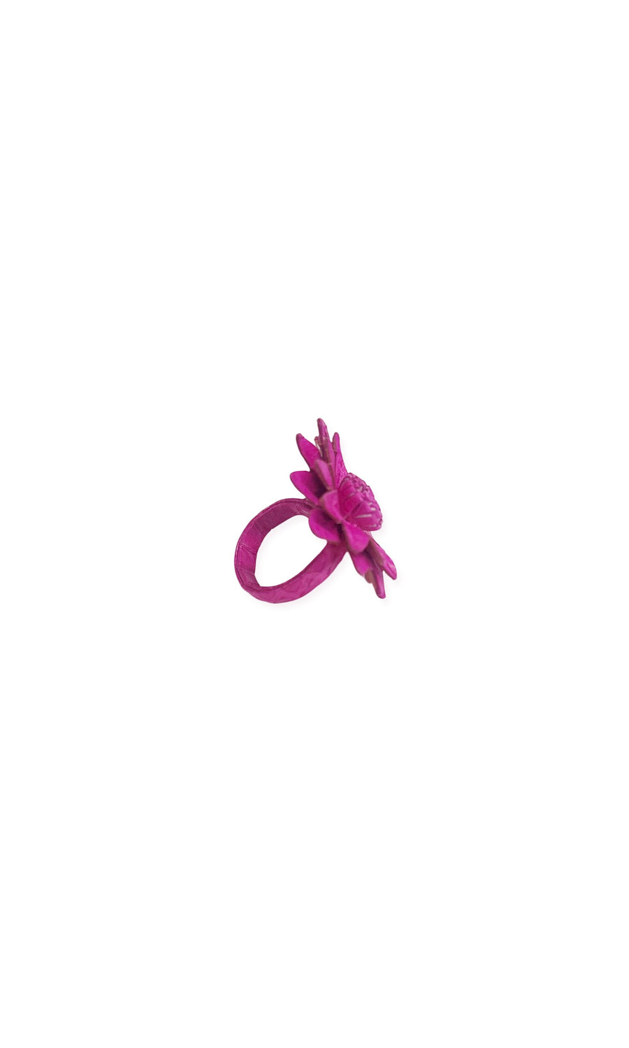 Plümo- The Daisy Leather Ring - Magenta features a bold pink daisy flower design, shown on a plain white background.
