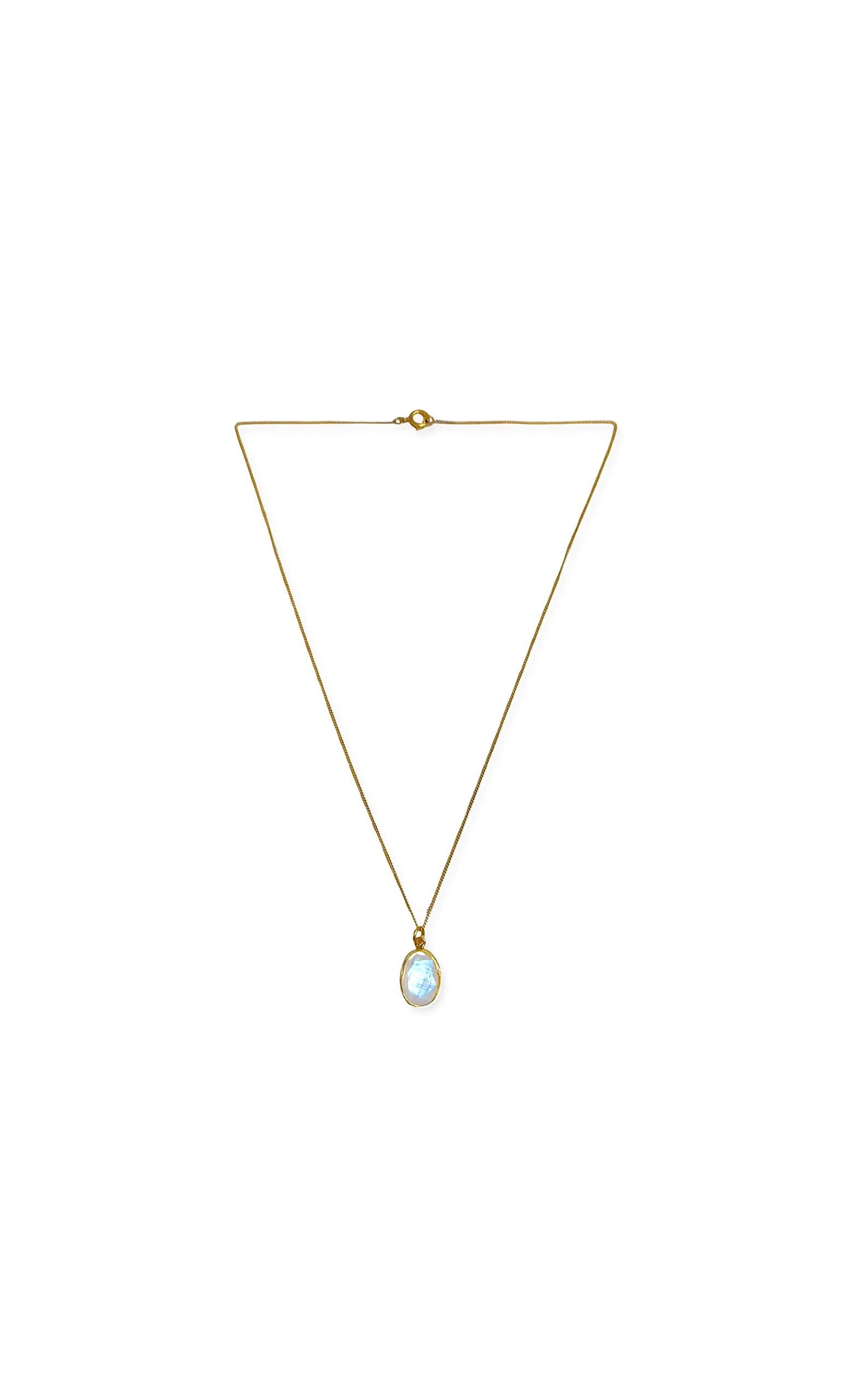 Gold Chain with Rainbow Moonstone Pendant – Plümo Ltd