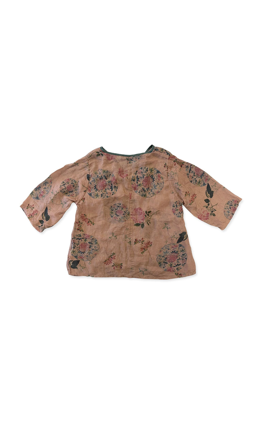 Plümo- Sakura Floral Top: lightweight light brown floral, relaxed fit, long sleeves, shown flat on white background.