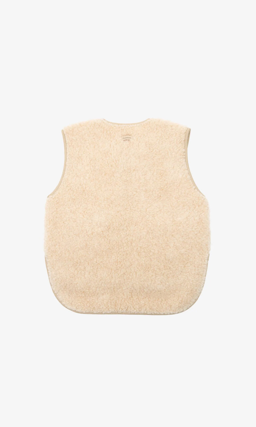 Plümo- Beige, sleeveless Sprig Gilet for women, shown from the back against a plain white background.