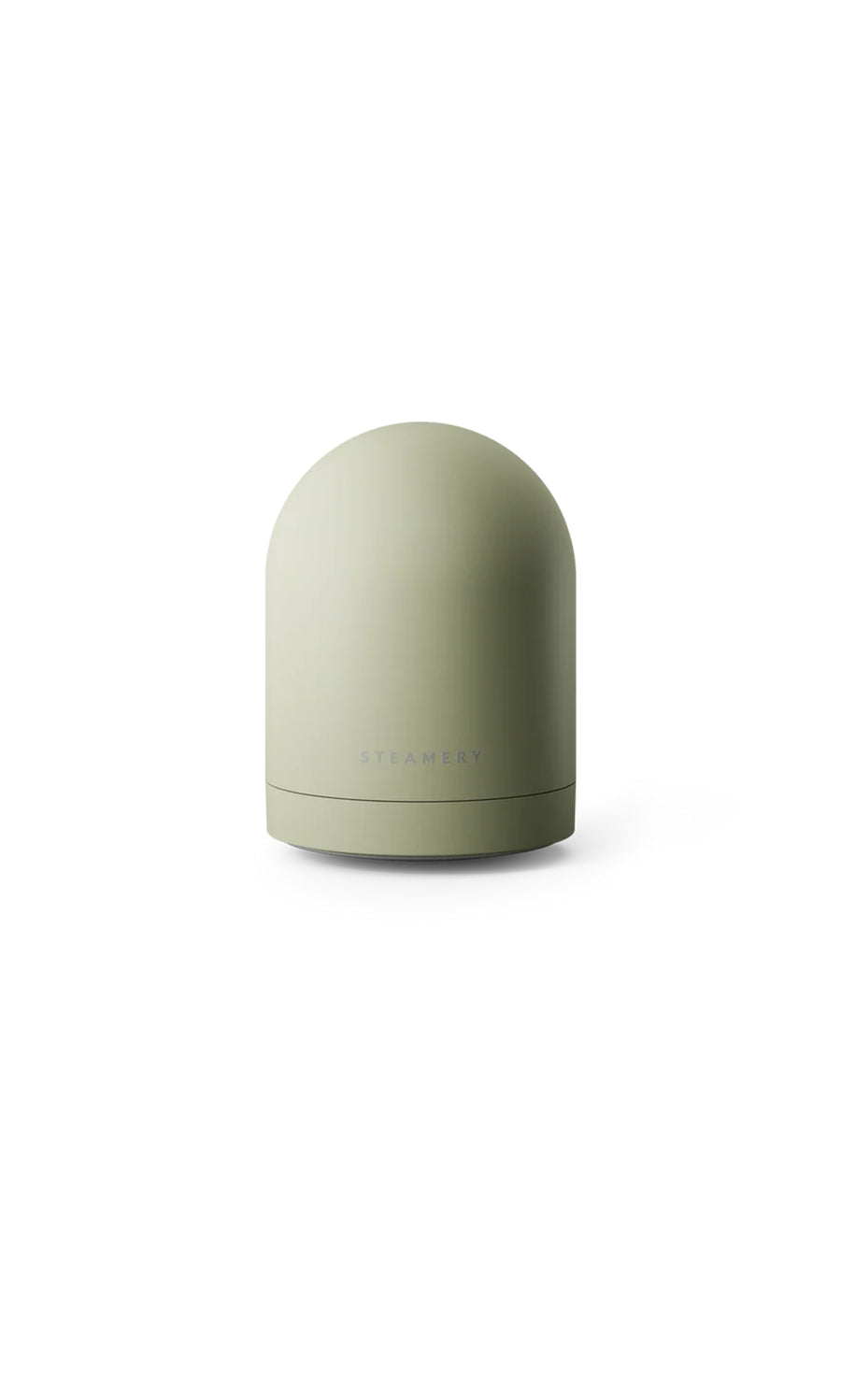 Plümo  Light green, dome-shaped Fabric Groomer with flat base and minimalist style, shown on white background.